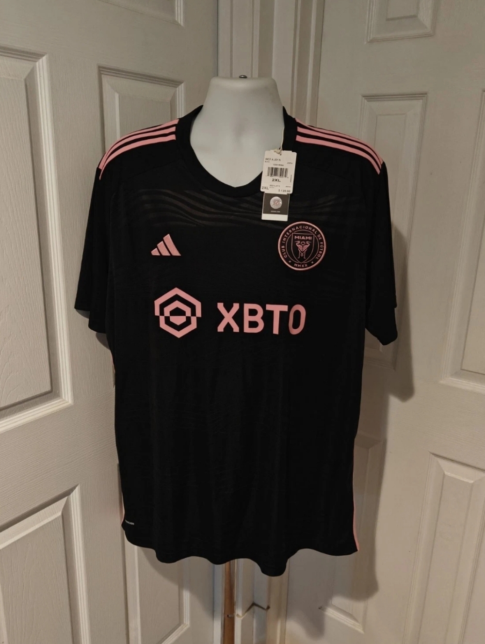 Adidas Inter Miami CF Messi 10 Away Soccer Jersey Mens 2XL Black Pink NWT JE9704